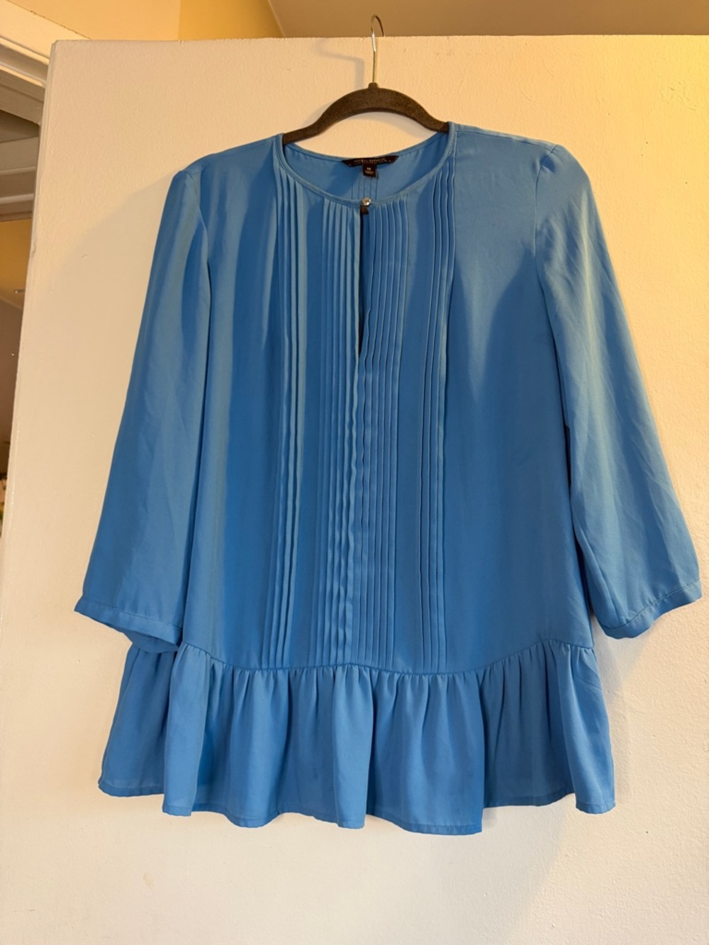 Banana Republic Bright Blue Pintuck Peplum Blouse